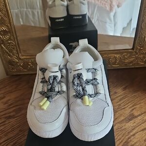 Sorel White Sneakers with Black and Yellow Accents